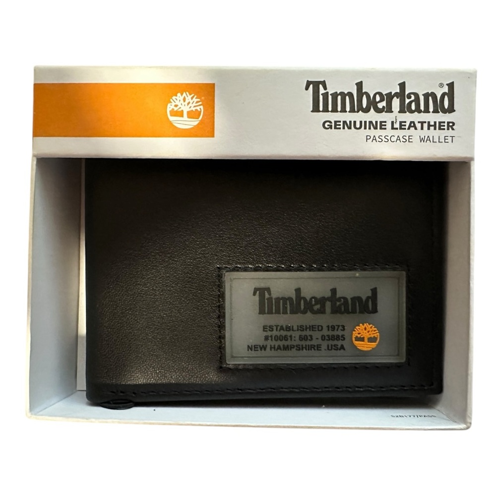Timberland Black Leather Passcase Wallet